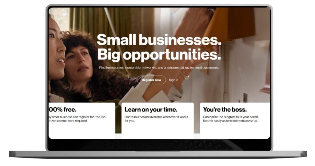 Laptop displaying Verizon Small Business Digital Ready
