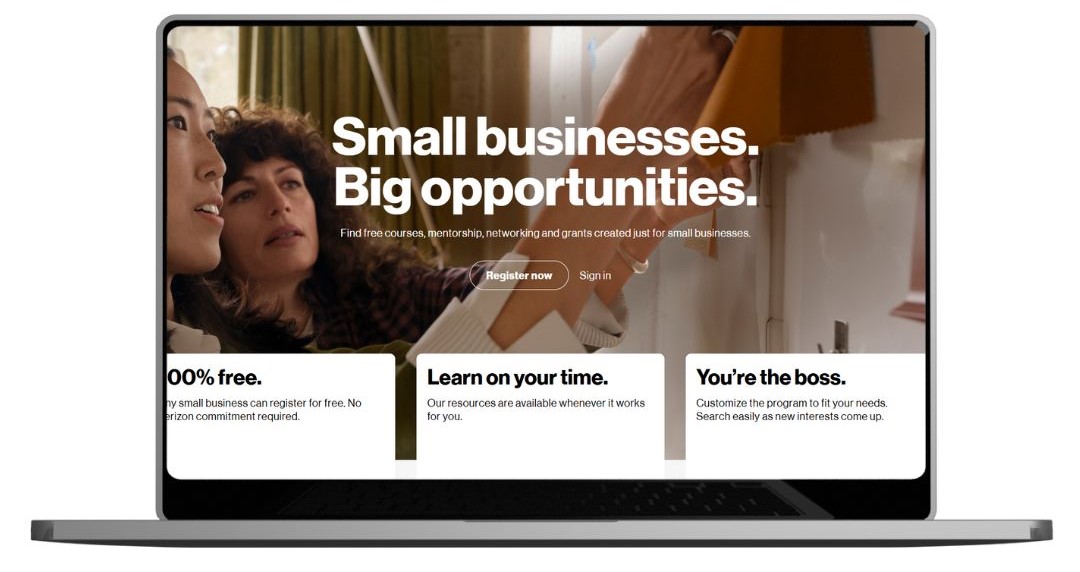 Laptop displaying Verizon Small Business Digital Ready